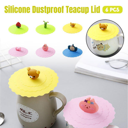 6PCS Silicone Tea Cup Lids Leak Proof Dustproof Universal Drink Covers for Mugs