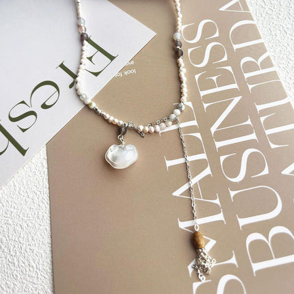 Disc Shell Ruyi Lock Pearl Necklace Fashion Jewelry for Women Elegant Gift