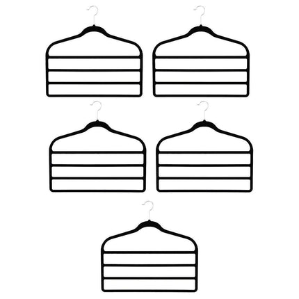 5PCS Multifunctional Non-slip Flocking Rack Multi-layer Hanger Wardrobe Storage