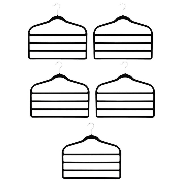 5PCS Multifunctional Non-slip Flocking Rack Multi-layer Hanger Wardrobe Storage