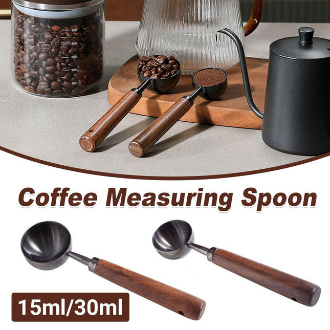 2pcs Walnut Coffee Measuring Spoon Long Handle Baking Milk Powder Spoon Set