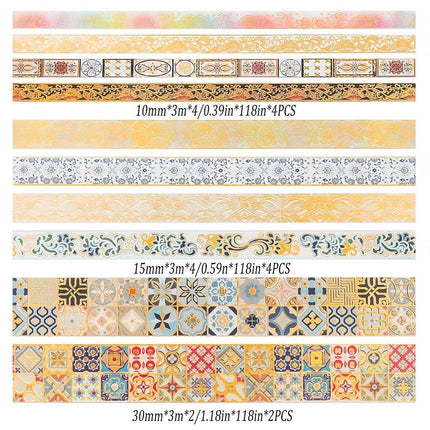 Gold Foil Washi Tape Set Decorative Craft Tape for Gift Wrapping Scrapbooking