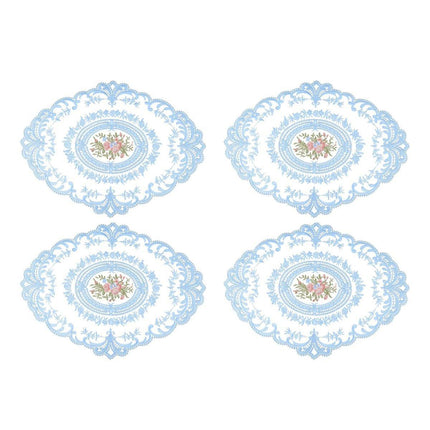4 Pack Retro Lace Oval Placemats 31x42cm French Crochet Doilies 4 Colors Set