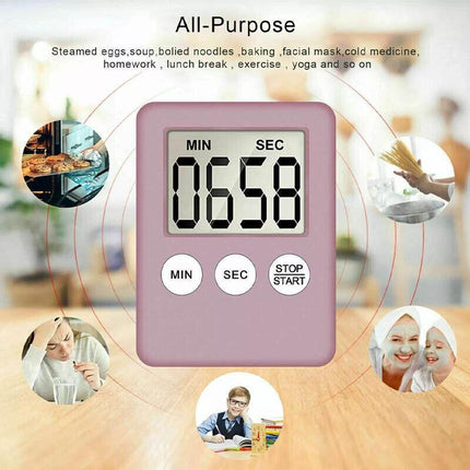 White Magnetic Kitchen LCD Digital Timer Countdown Count Down 99 Minute - Aimall