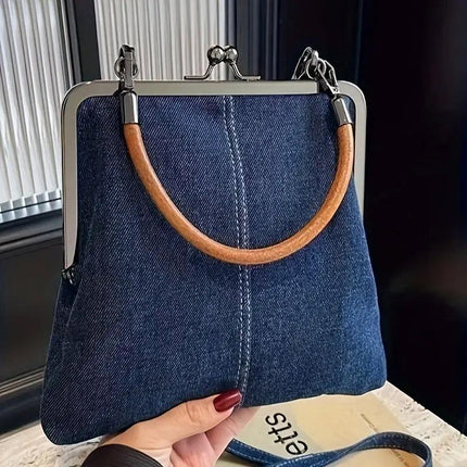 Small Handbag Women Tote Bag Cowboy Splicing Crossbody Shoulder Satchel Bag