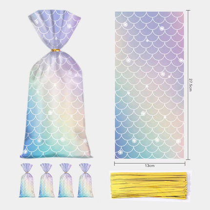 150pcs Mermaid Candy Bags for Kids Birthday Party Christmas Gift Packaging