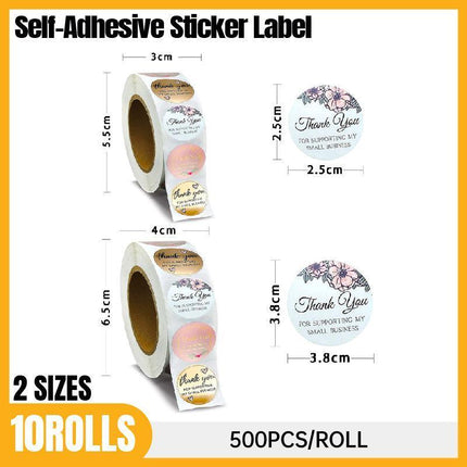 10 Rolls Pack Thanks Sealing Envelopes Handmade Sticker Labels