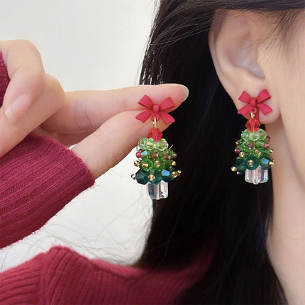 Cute Christmas Tree Stud Earrings for Girls Holiday Jewelry Festive Fashion Gift