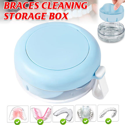 Blue Braces Cleaning Organiser Soak Box Portable Toothbrush Holder for Oral Care