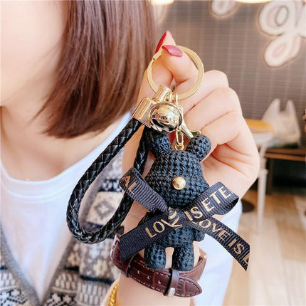 Rabbit/Bear Doll Accessories Car Key Ring Keyring Ornaments Bear Keychain - Aimall