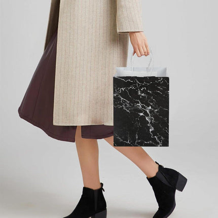 25PCS Marble Series Shopping Paper Bag Luxury Handbag Party Favor Gift Bags Set