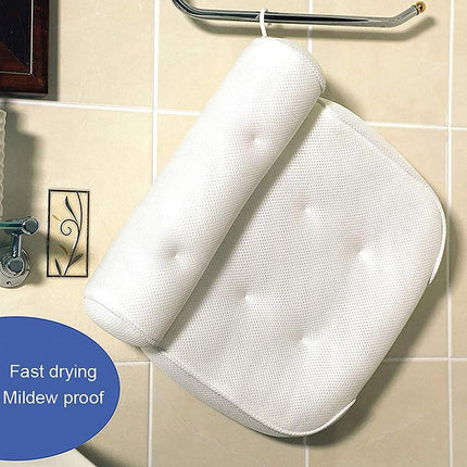 Home 3D Mesh Bath Pillow Back Neck Support Bathtub Spa Hot Tub Suction Cups New - Aimall