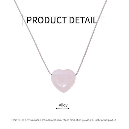 Fashion Girls Necklace Pink Love Titanium Steel Snake Chain Big Heart Pendant