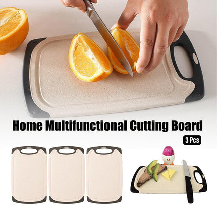 3PCS Wheat Straw Cutting Board Kitchen Chopping Board for Vegetables Meat Fruit