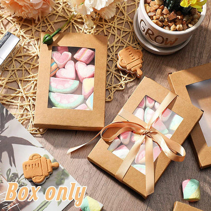 50pcs Rectangular Window Gift Paper Box Candy Biscuit Packaging Boxes