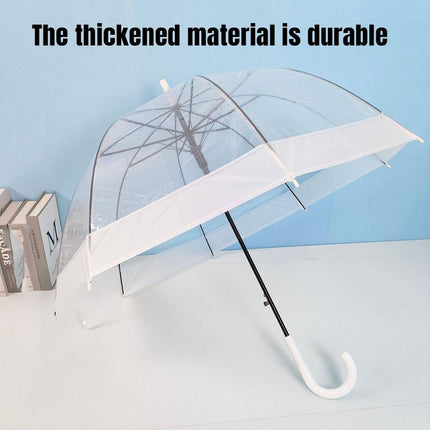 Clear Dome Umbrella Wedding Party Transparent Parasol Handle Waterproof Rain