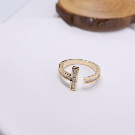 Micro-Inlaid Zirconium T-Shaped Ring