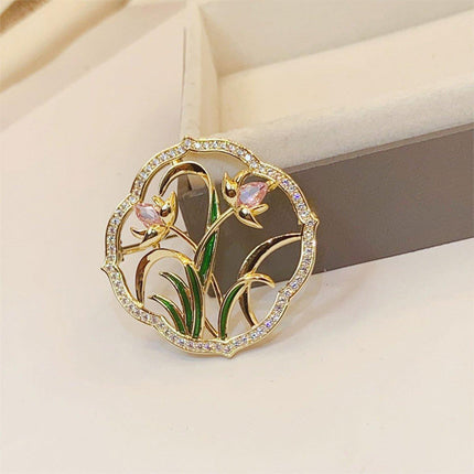 Retro Orchid Brooch Classic Chinese Style Delicate Pin Cheongsam Decoration