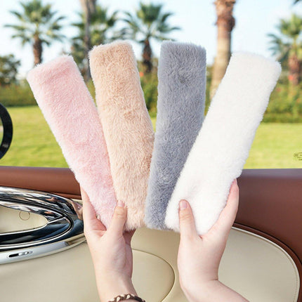 Winter Plush Shoulder Strap Cover Neck Cushion Pad for Comfortable Car Travel 2PCS