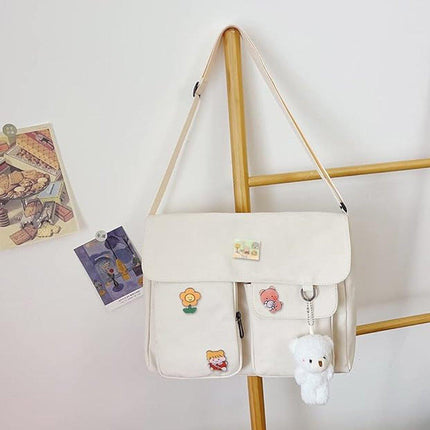 Cute Girl Crossbody Canvas Bag Womens Shoulder Bag Messenger Handbag Casual Tote