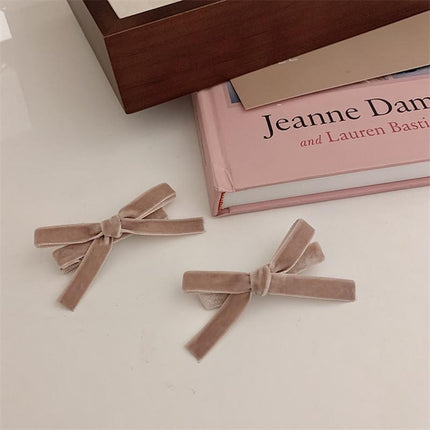 2PCS Bow Children's Hair Clip Flocking Velvet Hair Clip Sweet Hairpin Girls Gift - Aimall