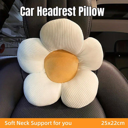 Plush Headrest Neck Pillow Cute Flower Cushion Soft Travel Support for Neck Rest