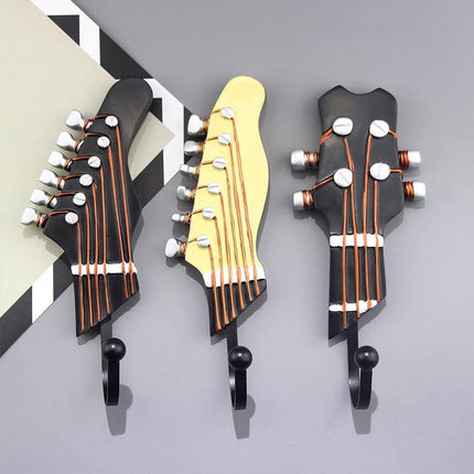 3pcs Guitar Theme Decorative Hooks Wall Mounted Hooks for Home and Office Use