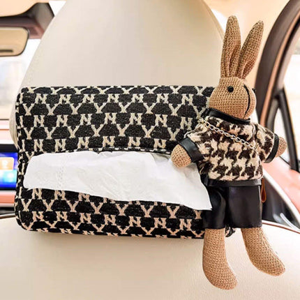 Car Tissue Box Cute Fabric Hanging Box for Car and Living Room Tissue Organizer