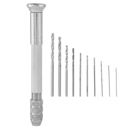 Precision Pin Vise Hand Drill Set Of 10 Pieces Rotary Tools For Models Hobby DIY - Aimall