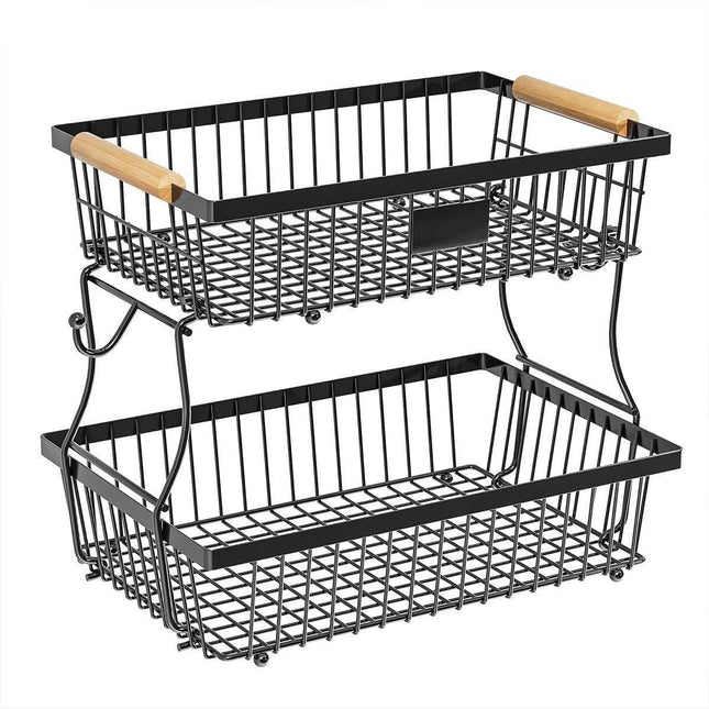 Household Double Layer Kitchen Storage Rack Removable Fruit Vegetable Organizer