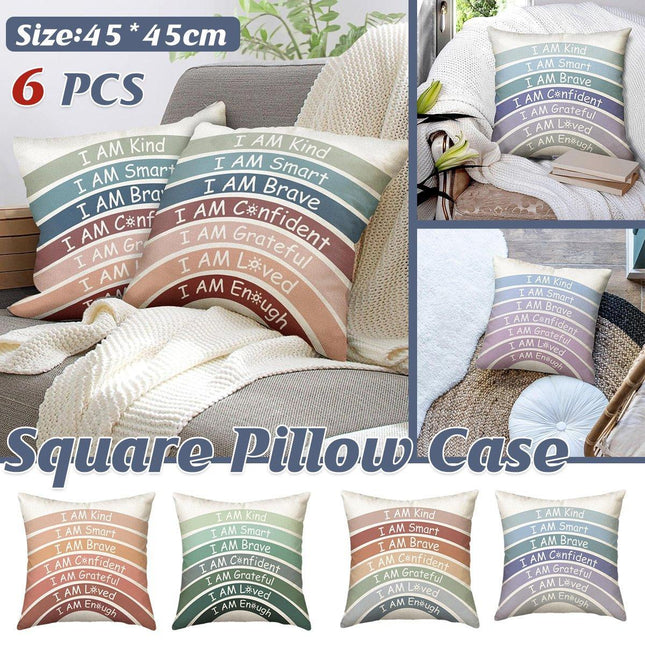 6pcs Rainbow Boho Inspirational Cushion Cover Set Home Decor Throw Pillow Case