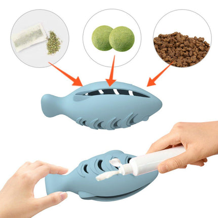 Interactive Cat Toys Fish Leaky Food Dispenser Fun Pet Play Chew Toy Durable