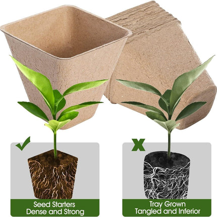 100X Biodegradable Paper Seedling Pots Square Planting Cups Pot