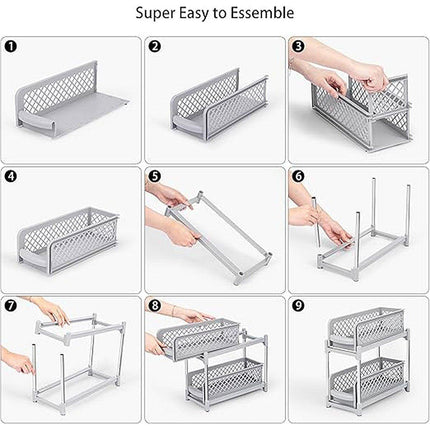 Bathroom Kitchen Sink Storage Rack Drawer Plastic Shelf Seasoning Holder