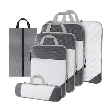6pcs Mesh Visible Travel Storage Set Waterproof Nylon Compressible Storage Bags