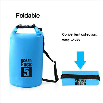 Black Waterproof Bag Dry Sack Fishing Camping Canoeing Outdoor 2/5/10/15/20/30 L - Aimall