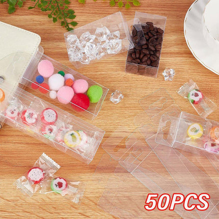 50pcs Transparent Gift Boxes with Hooks Clear Packaging Storage Containers