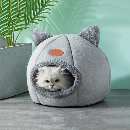 Cat Bed Winter Warm Enclosed Pet House Cozy Indoor Sleeping Nest for Cold Weather