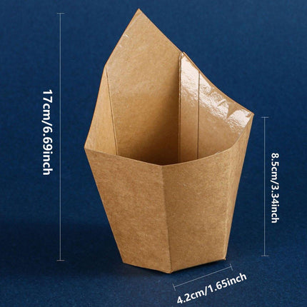 100PCS Golden Croissant Sandwich Holder Kraft Paper Cheese Corn Stick Packaging