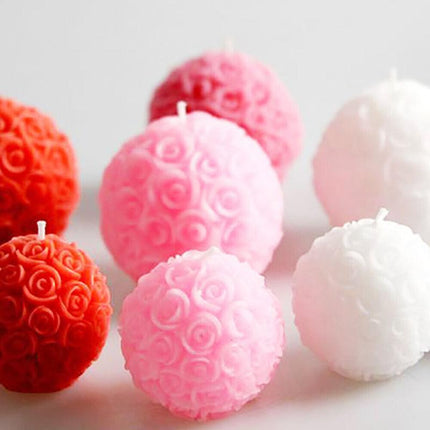 3D Silicone Candle Mold Rose Ball Aromatherapy Candle Soap Mould Craft Baking - Aimall