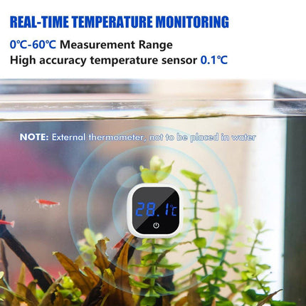 Aquarium Thermometer External Touch Screen Fish Tank Water Temperature Monitor