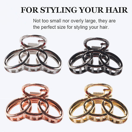 4PCS Small Three-Ring Metal Hair Grab Clip for Women in 4 Colours Zinc Alloy