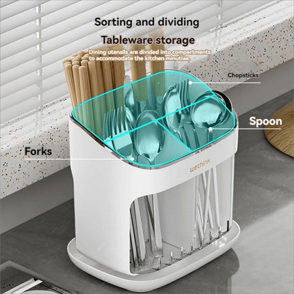 Wall Mounted Kitchen Chopsticks Storage Rack Drain Basket Holder Organizer Box