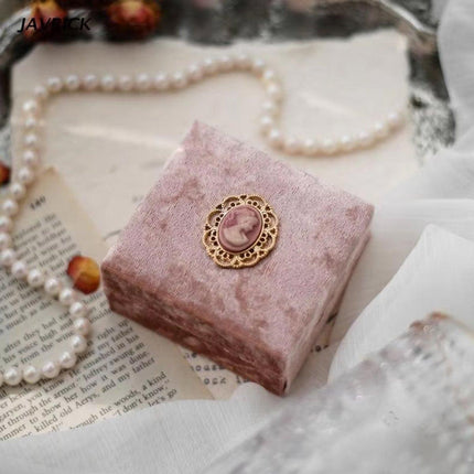 5PCS Pink Vintage Jewelry Velvet Ring Necklance Box Gift Wedding Box