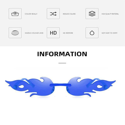 Sunglasses Eyewear Wave Sun Glasses Fire Flame Rimless Fashion Sunglasses - Aimall