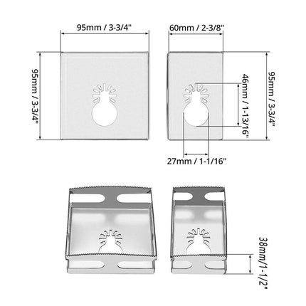 2X Electrical Cutter Tool Square Hole Saw Blade Woodworking Wall box Slot