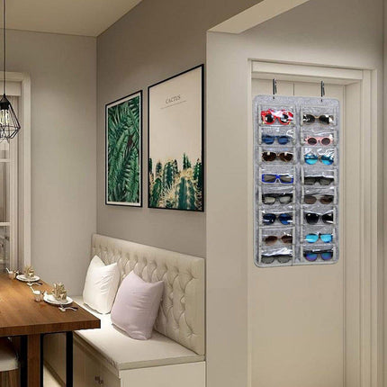 Wall Mounted Felt Glasses Storage Bag Foldable Hanging Sunglasses Organizer