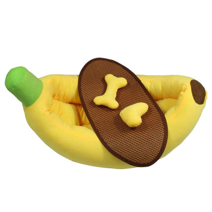 Cute Banana Shape Pet Bed Winter Warm Dog Cat Kennel Cozy Pet Cartoon Bed Mat
