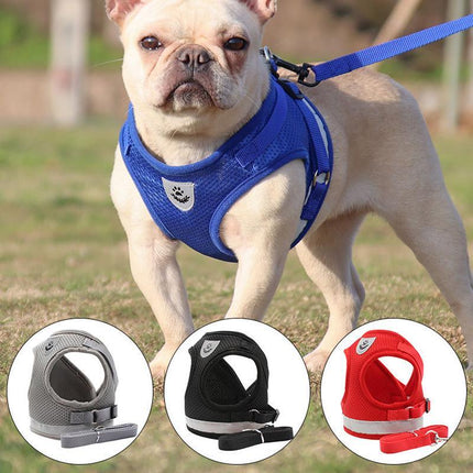 Reflective Dog Cat Pet Harness Leash Puppy Soft Adjustable Vest Mesh Clothes S - Aimall