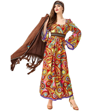 70 S Retro Disco Hippy Dress Hippie Costume Dress Primitive Tribal Goddess - Aimall